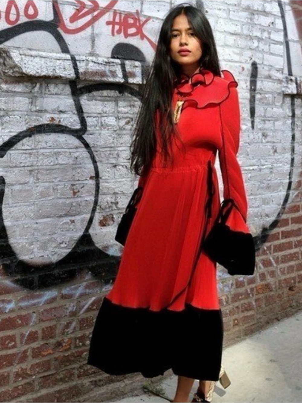 Tory Burch Pleated Ruffle Dress Runway Red 2 Convertible